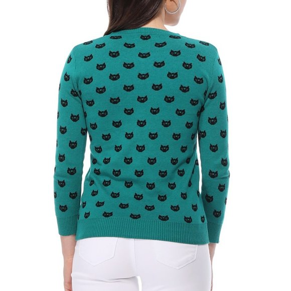 Kitty Round Neck Cat Cardigan Sweater - Picture 5 of 6